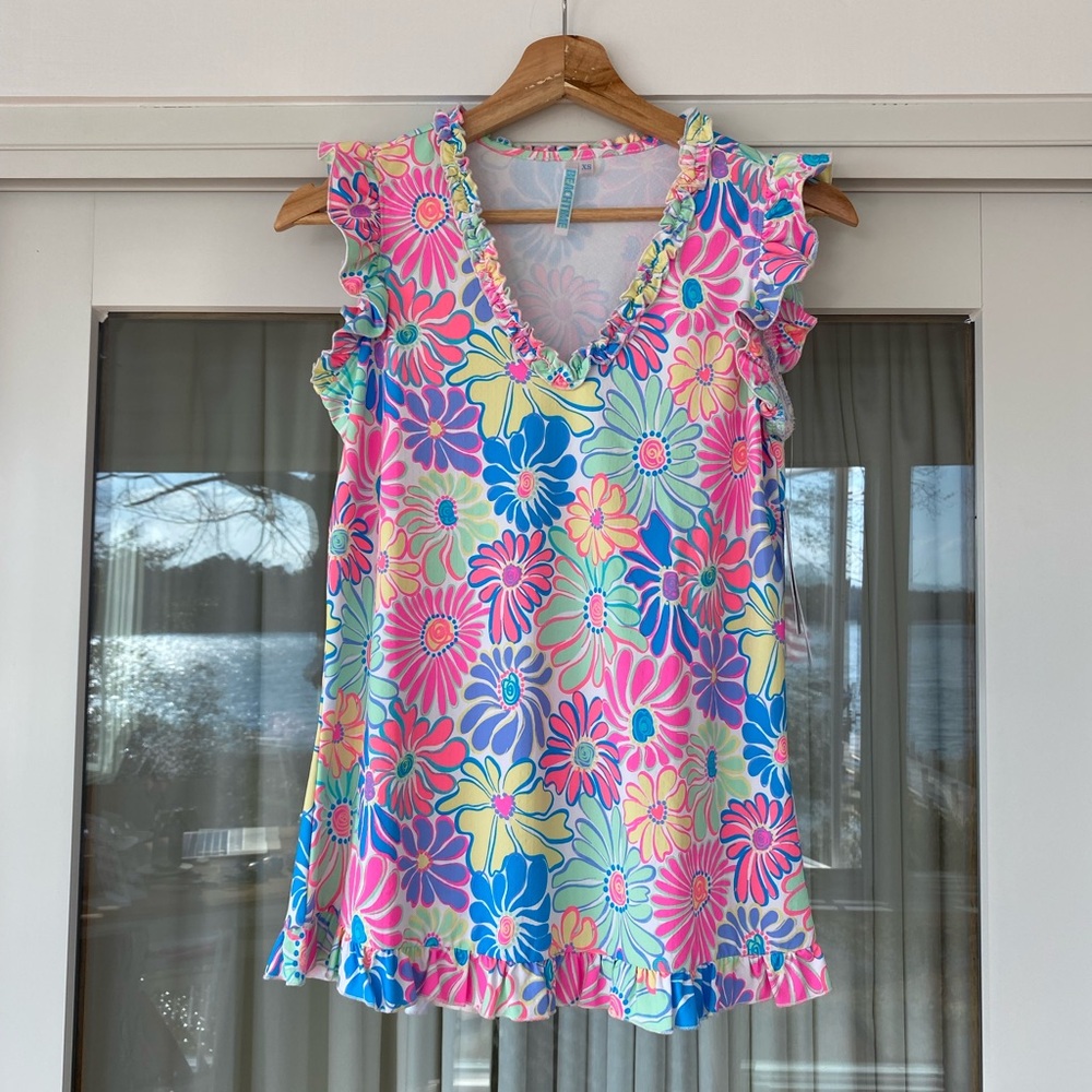 NWT Beachtime UPF50+ Floral Ruffle Sleeveless